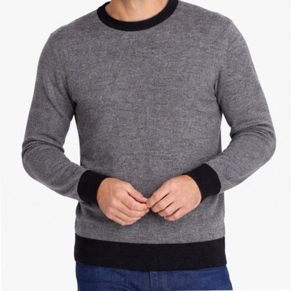 Untuckit Mens XXL Gray Black Spitler Merino Wool Two Tone Sweater